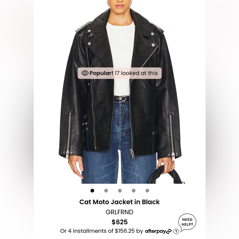 Grlfrnd Cat Nappa oversized Leather Jacket, XS